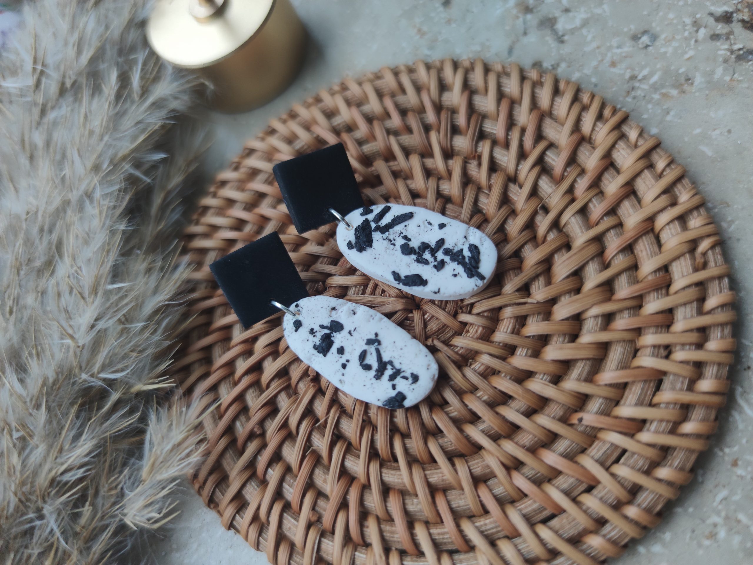 Terrazzo Dangles.Black and White