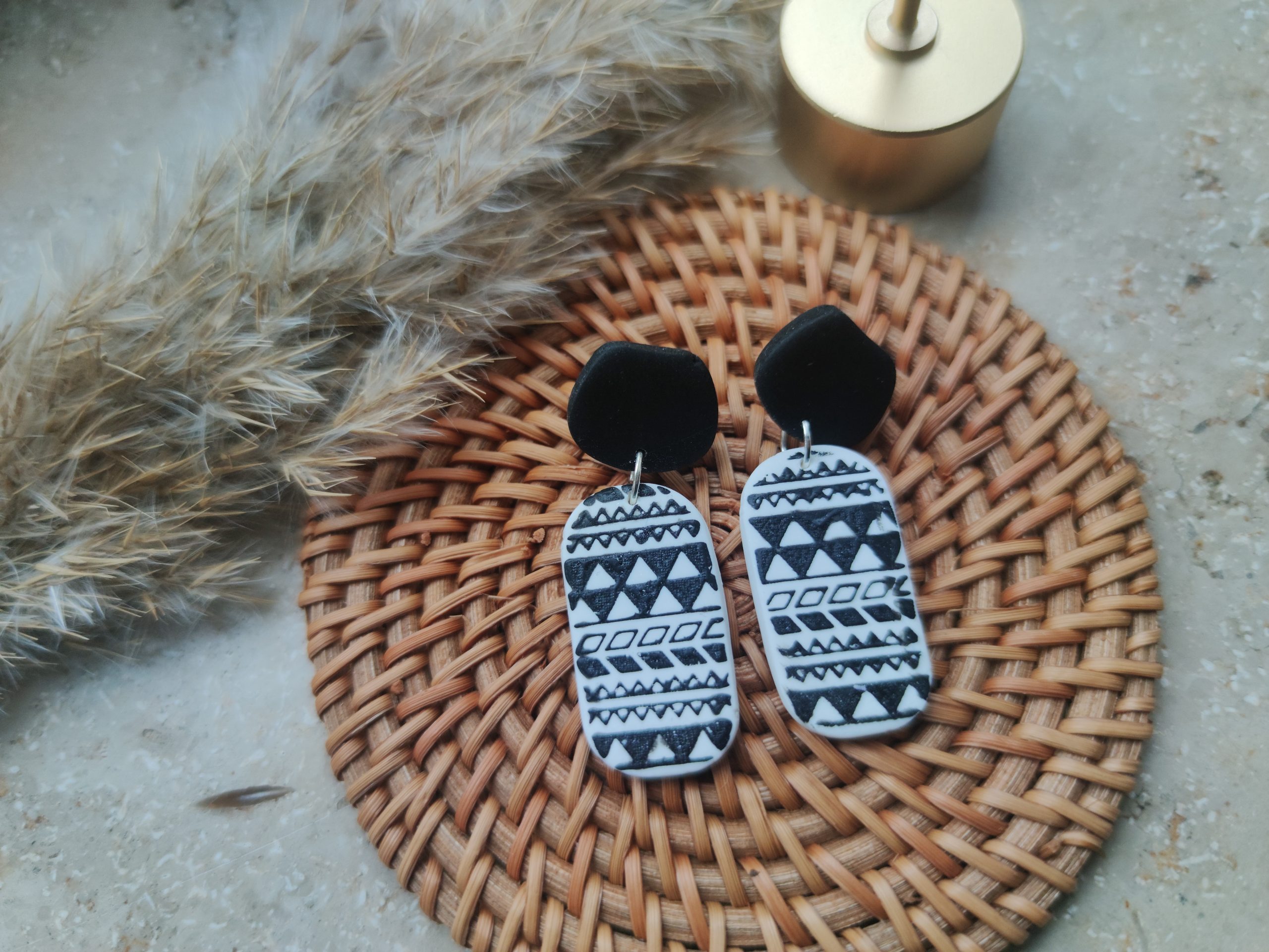 Boho black and white Dangles