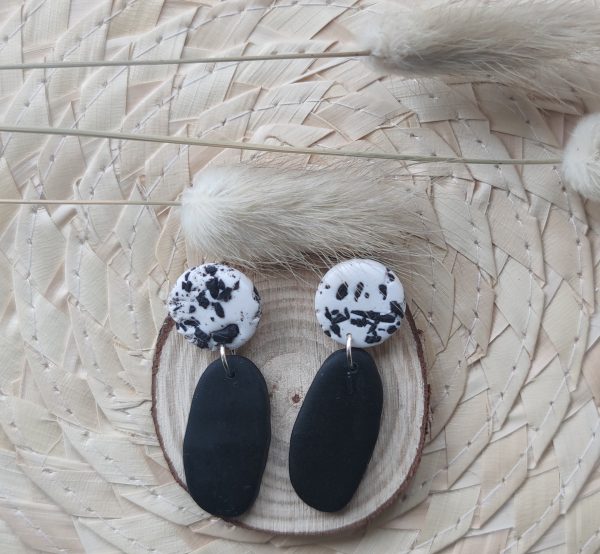 Terrazzo Dangles.Black and White