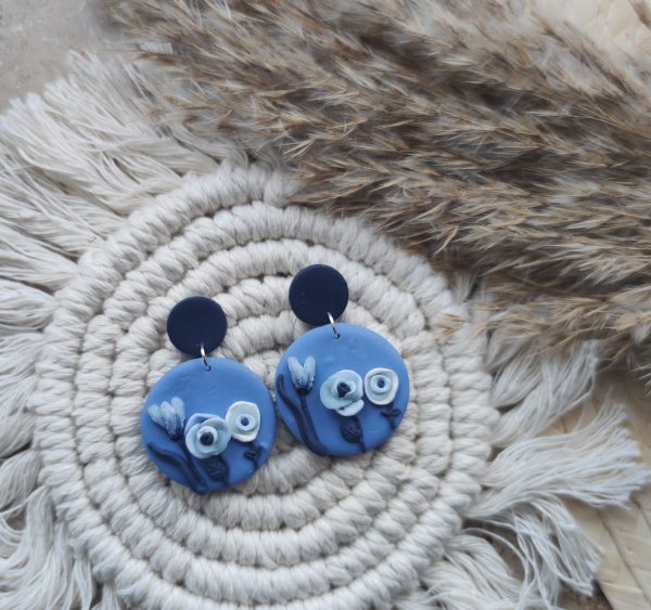 Modern Blue Floral Dangles