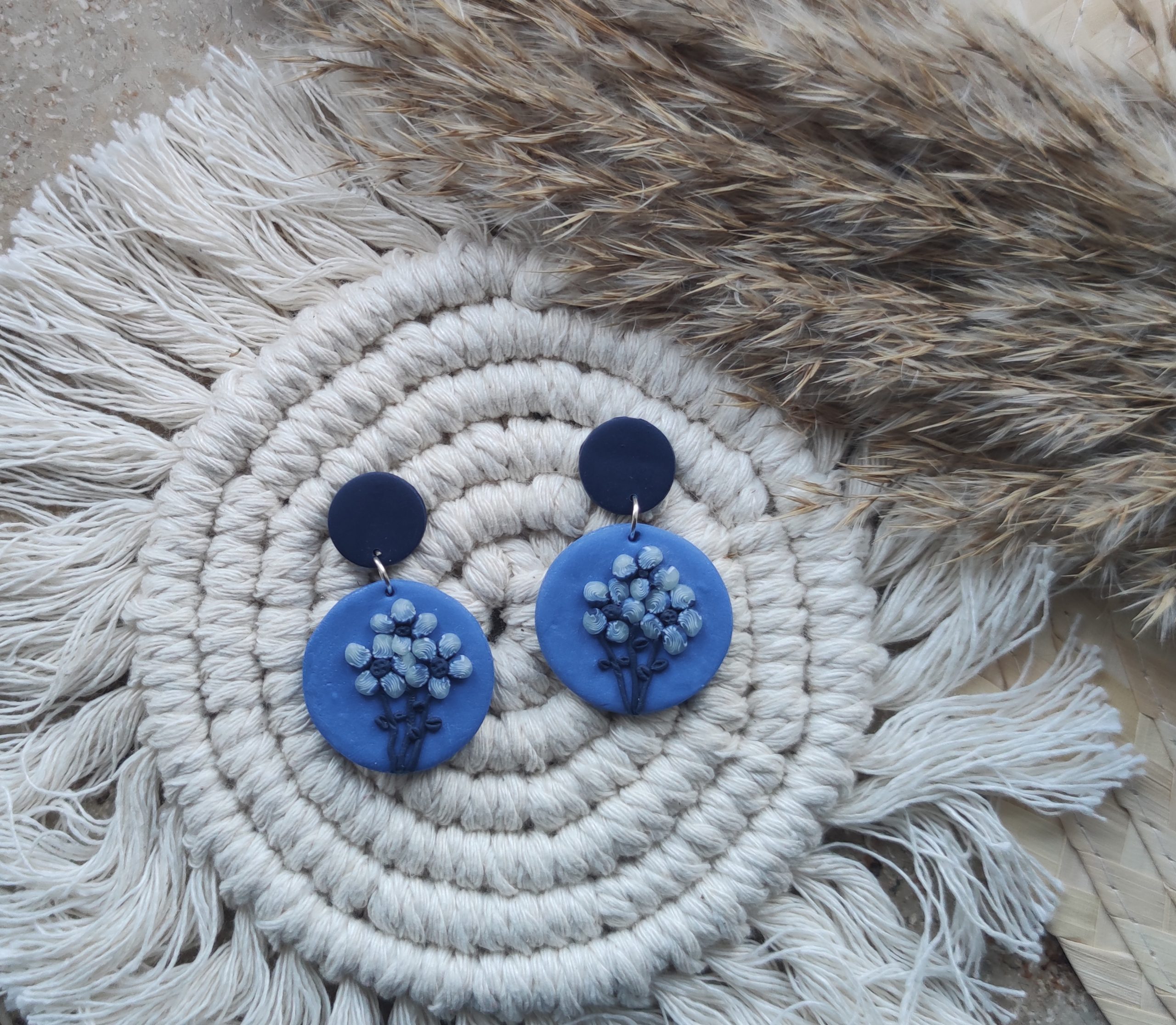 Modern Blue Floral Dangles