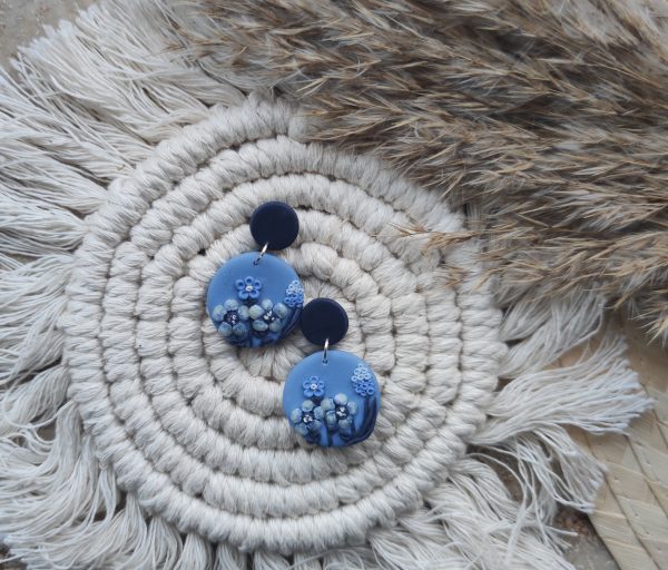 Modern Blue Floral Dangles