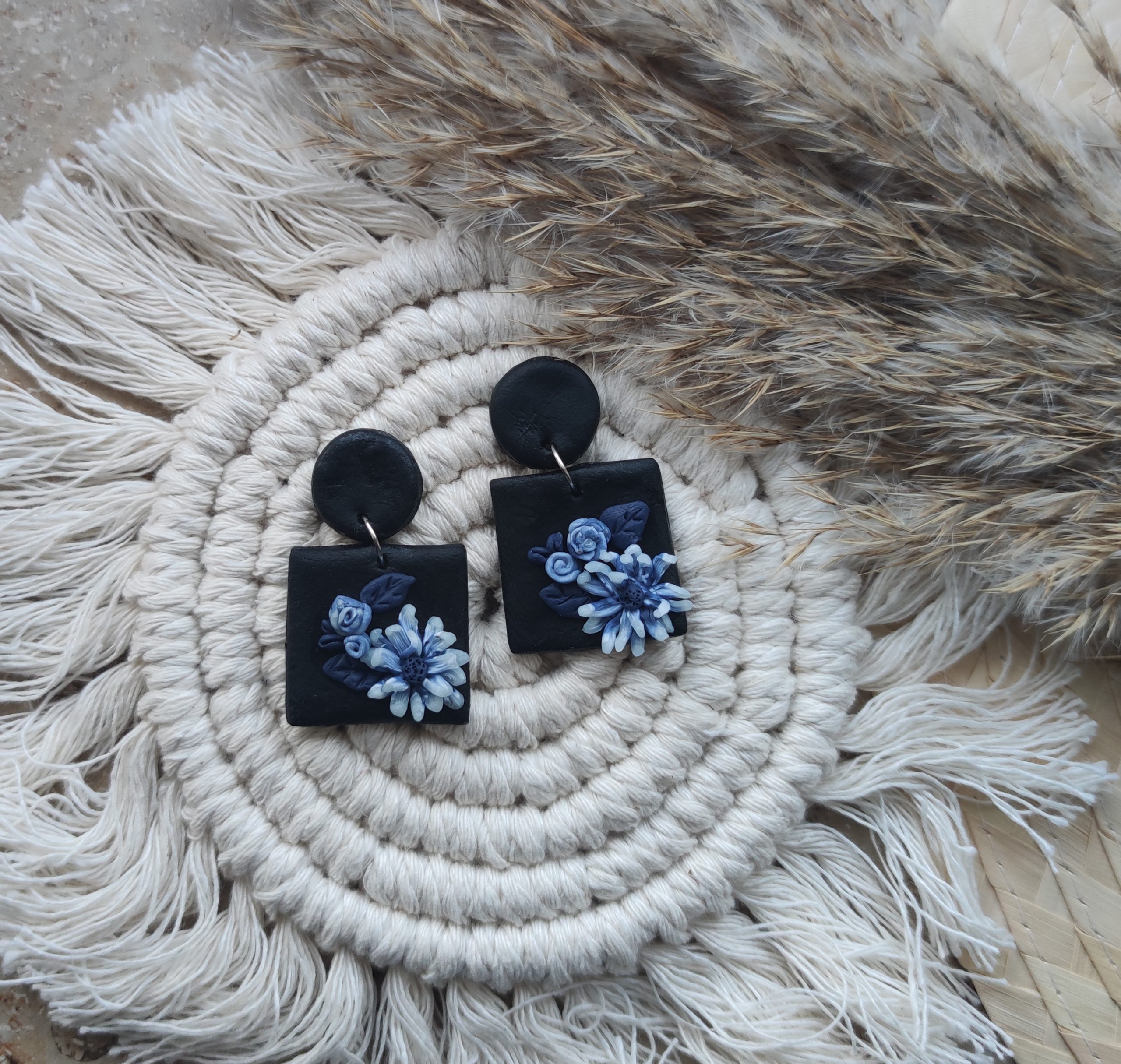 Blue Ice flower Dangles